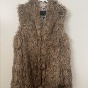 Banana Republic Faux Fur Vest in Brown and Cream
